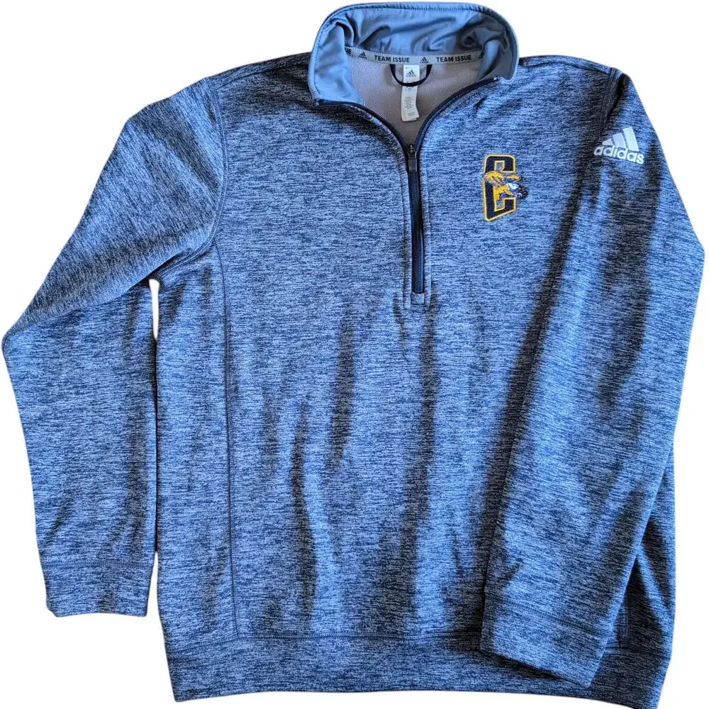 Adidas Pullover Mens Medium Blue ClimaWarm‎ Team Issue Quarter Zip Sweatshirt